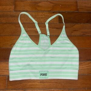 PINK Victoria's Secret Green and White Striped Bra